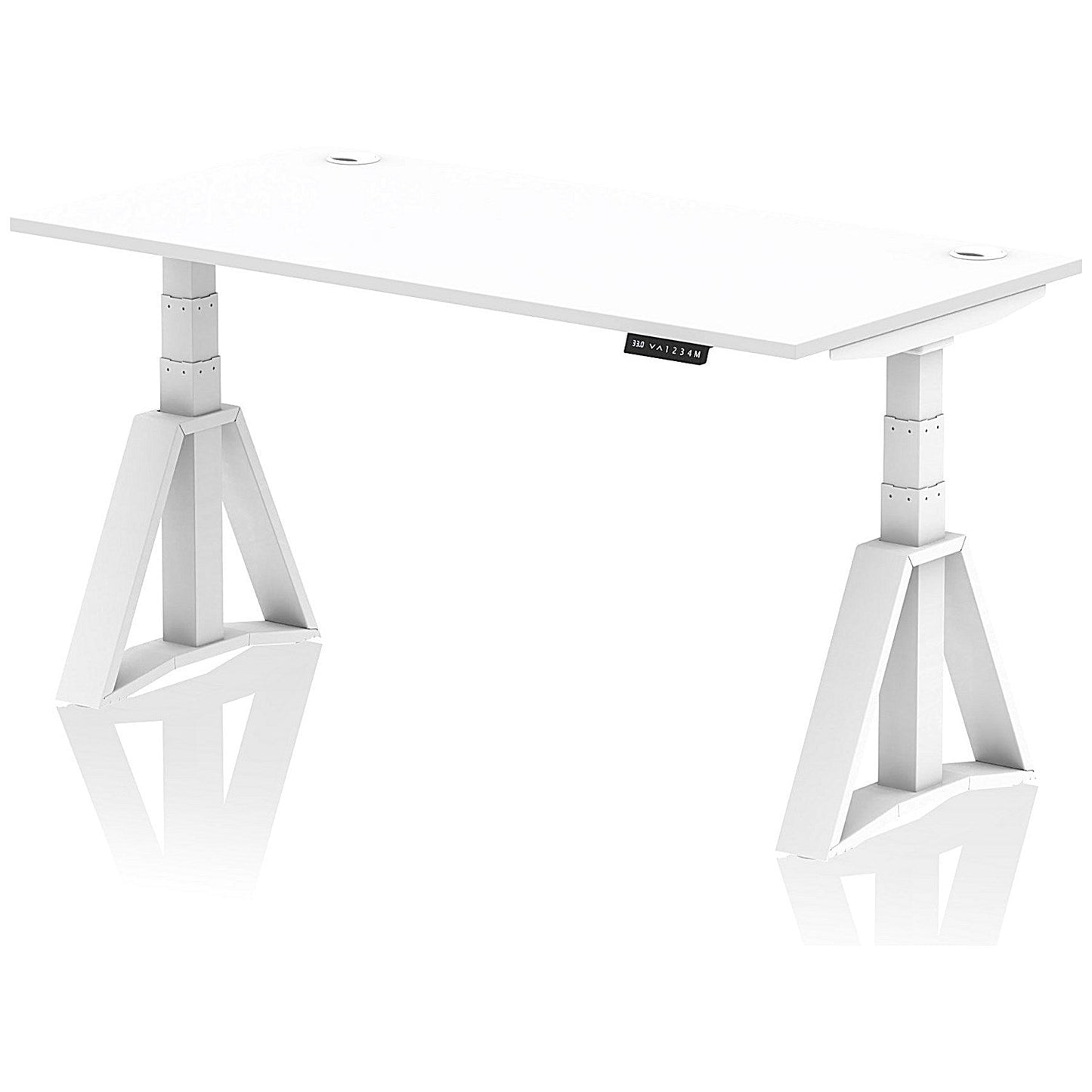 Air 1600mm Height Adjustable Cable Ports Desk, White Leg with Piste Foot, White Easy2Order : HA03271