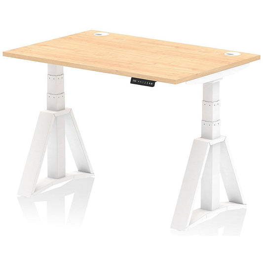 Air 1200mm Height Adjustable Cable Port Desk, White Leg with Piste Foot, Maple Easy2Order : HA03273