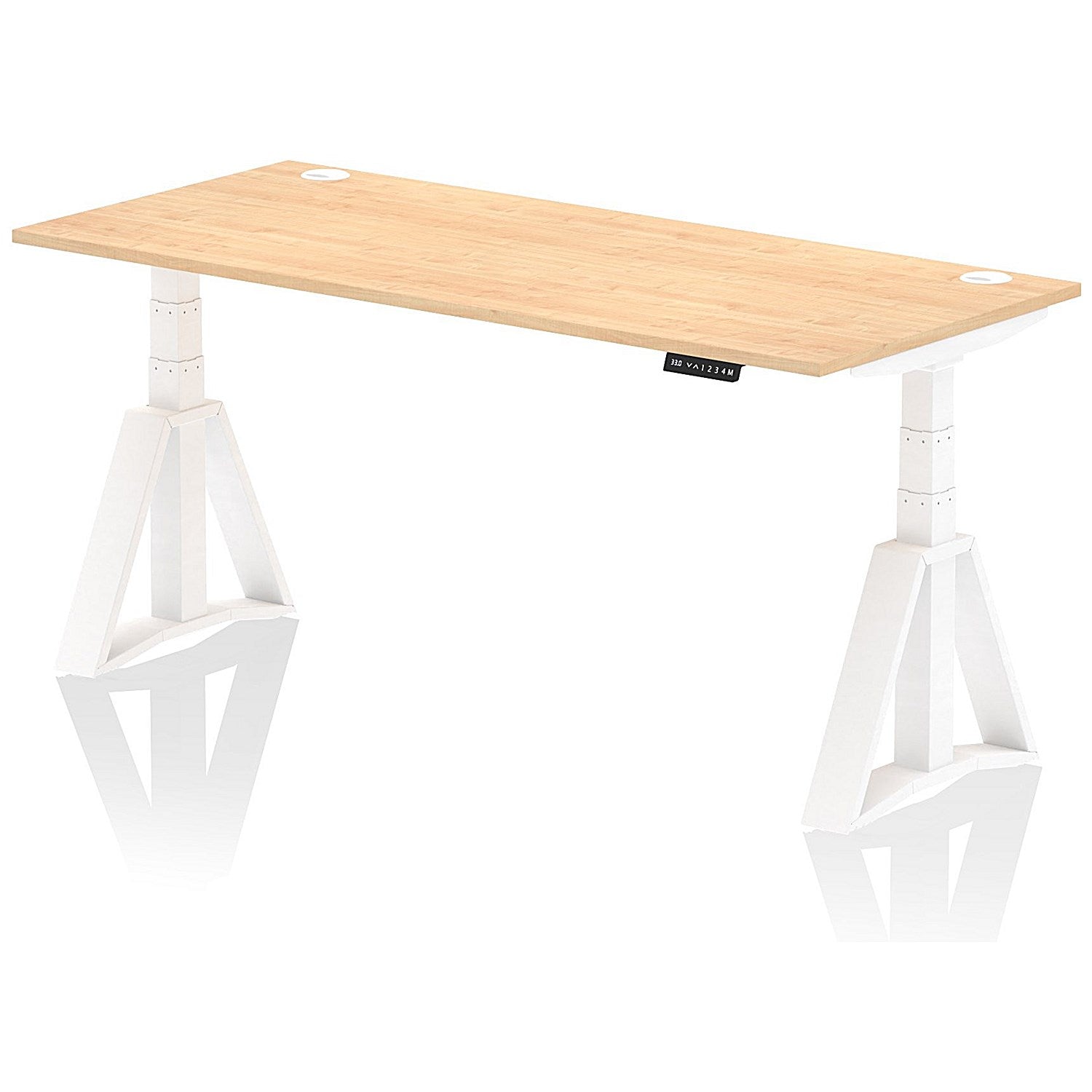 Air 1800mm Height Adjustable Cable Port Desk, White Leg with Piste Foot, Maple Easy2Order : HA03276