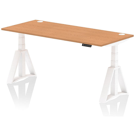 Air 1800mm Height Adjustable Cable Port Desk, White Leg with Piste Foot, Oak Easy2Order : HA03280