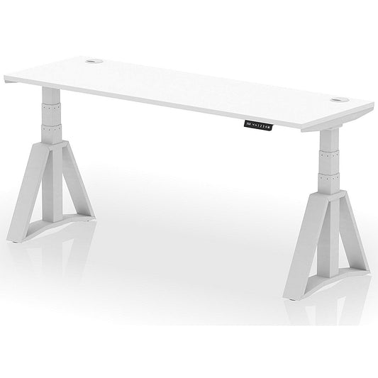 Air 1800mm Slim Height Adjustable Cable Ports Desk, Silver Leg with Piste Foot, White Easy2Order : HA03292