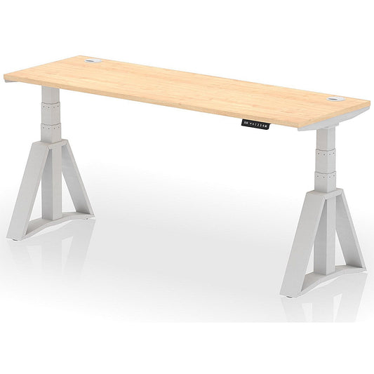 Air 1800mm Slim Height Adjustable Cable Ports Desk, Silver Leg with Piste Foot, Maple Easy2Order : HA03296