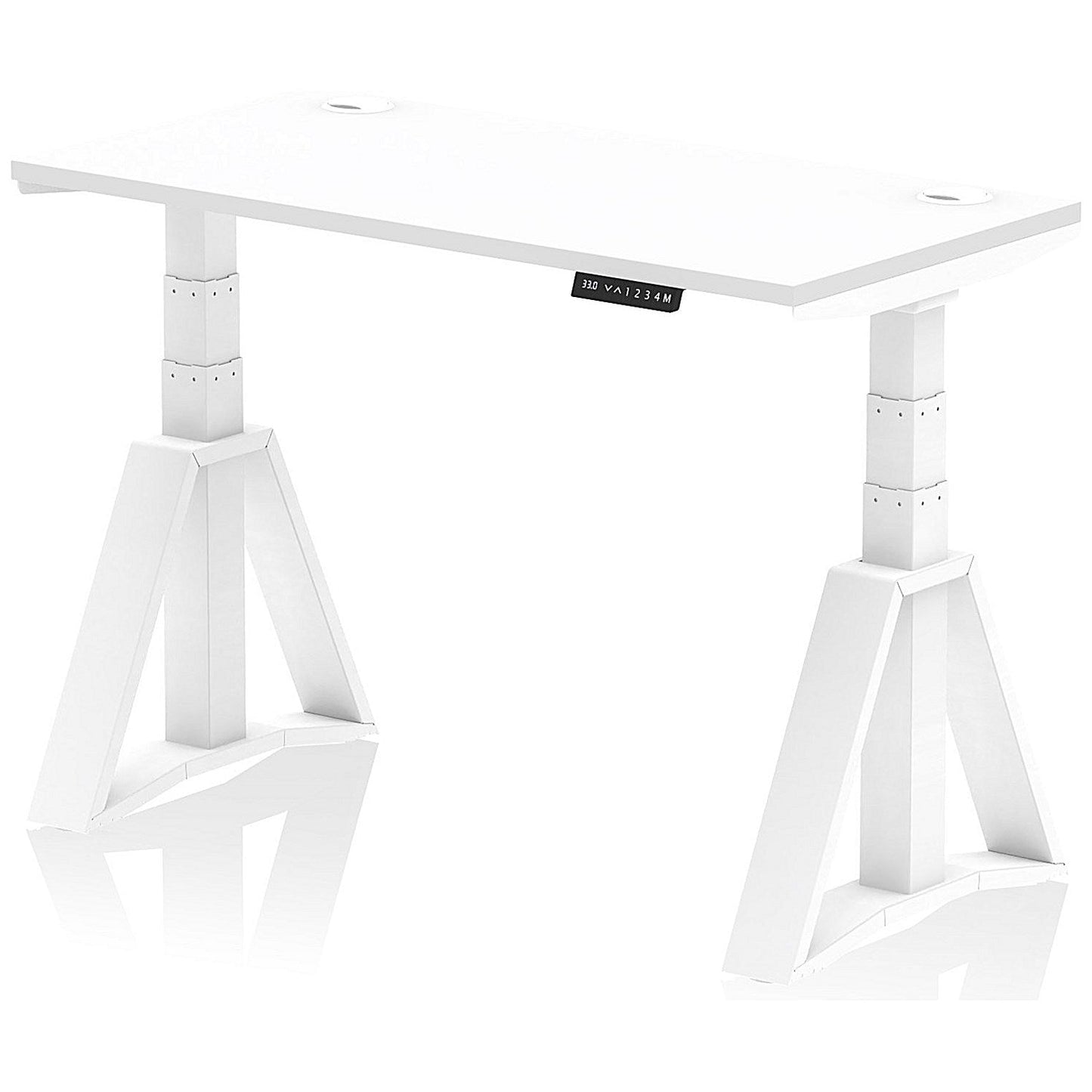 Air 1200mm Slim Height Adjustable Cable Ports Desk, White Leg with Piste Foot, White Easy2Order : HA03309