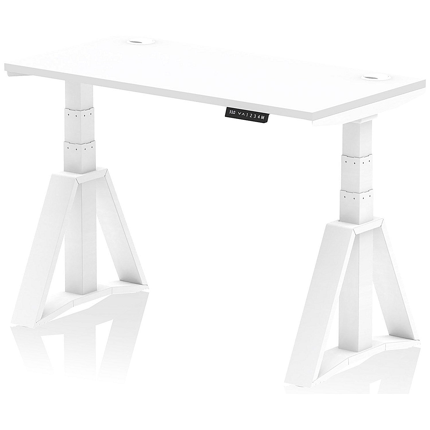 Air 1200mm Slim Height Adjustable Cable Ports Desk, White Leg with Piste Foot, White Easy2Order : HA03309