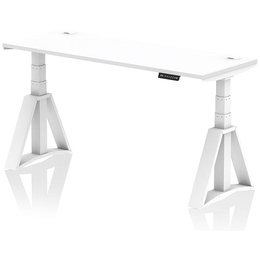 Air 1600mm Slim Height Adjustable Cable Ports Desk, White Leg with Piste Foot, White Easy2Order : HA03311