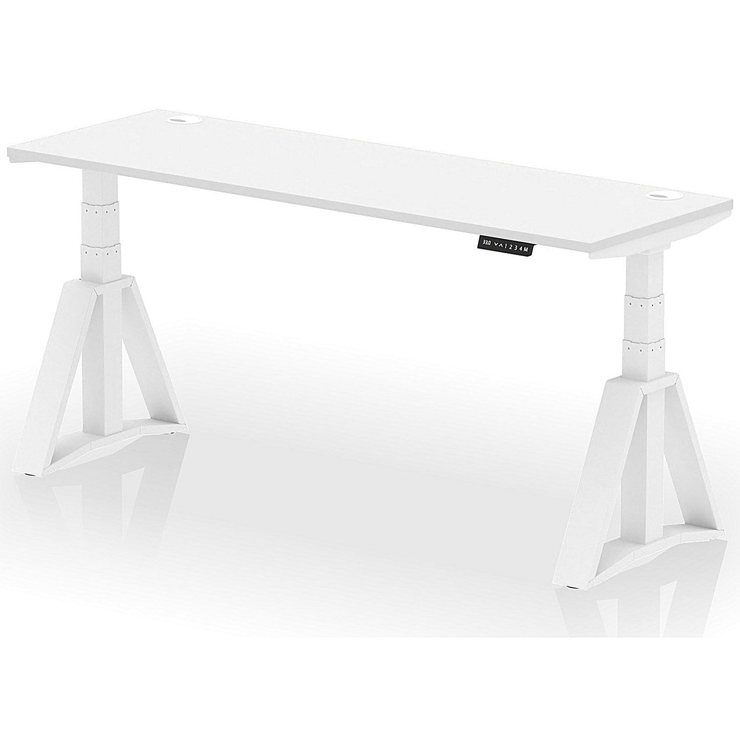 Air 1800mm Slim Height Adjustable Cable Ports Desk, White Leg with Piste Foot, White Easy2Order : HA03312