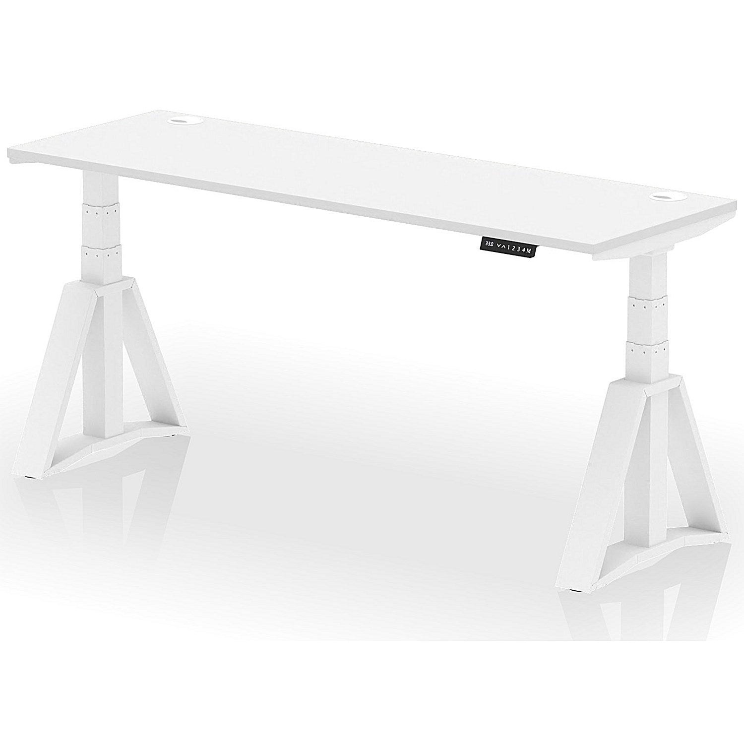 Air 1800mm Slim Height Adjustable Cable Ports Desk, White Leg with Piste Foot, White Easy2Order : HA03312