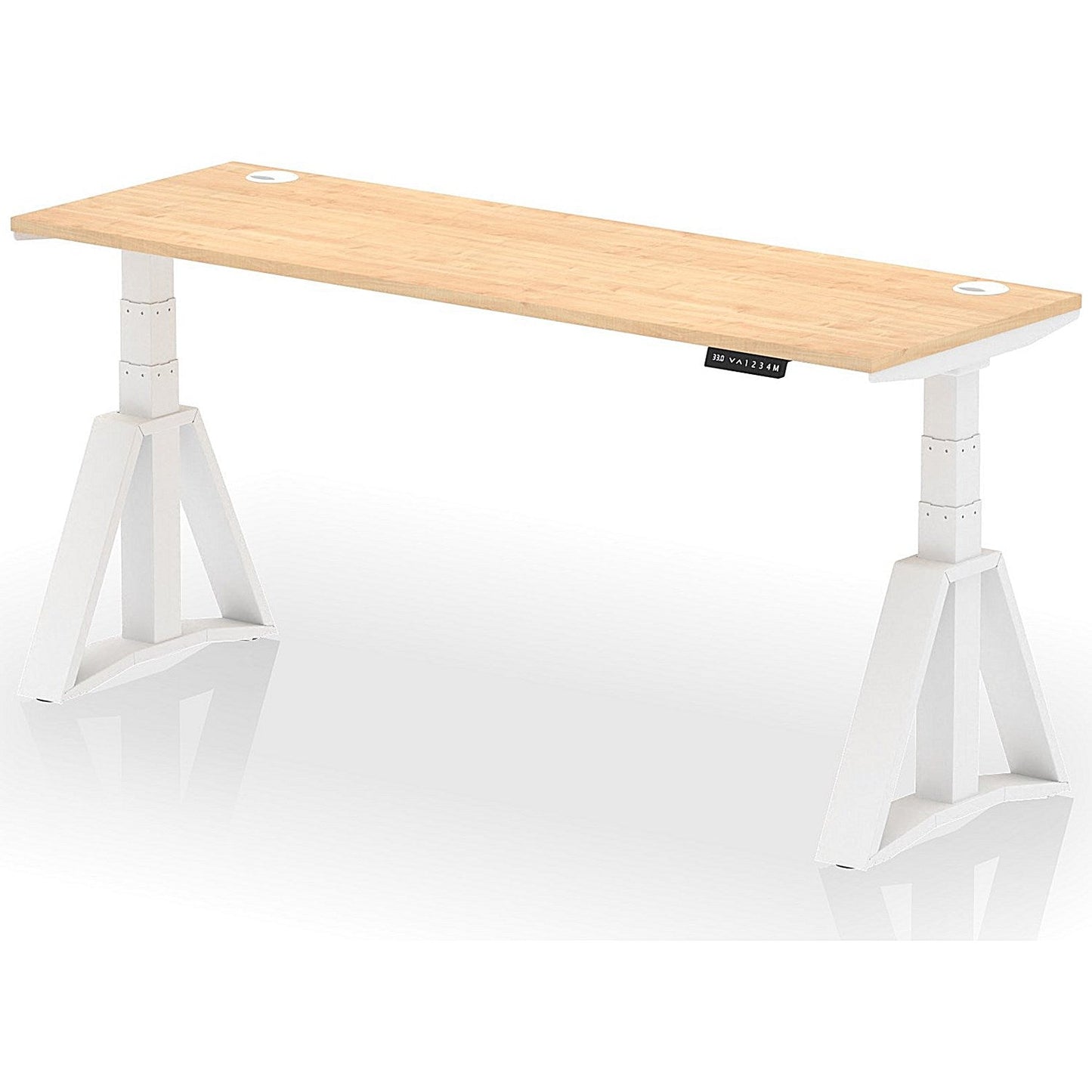 Air 1800mm Slim Height Adjustable Cable Ports Desk, White Leg with Piste Foot, Maple Easy2Order : HA03316