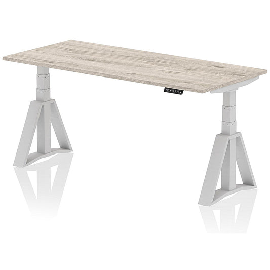 Air 1800mm Height Adjustable Desk, Silver Leg with Piste Foot, Grey Oak Easy2Order : HA03327