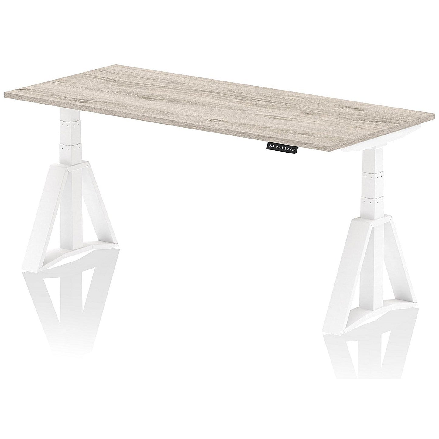 Air 1800mm Height Adjustable Desk, White Leg with Piste Foot, Grey Oak Easy2Order : HA03328