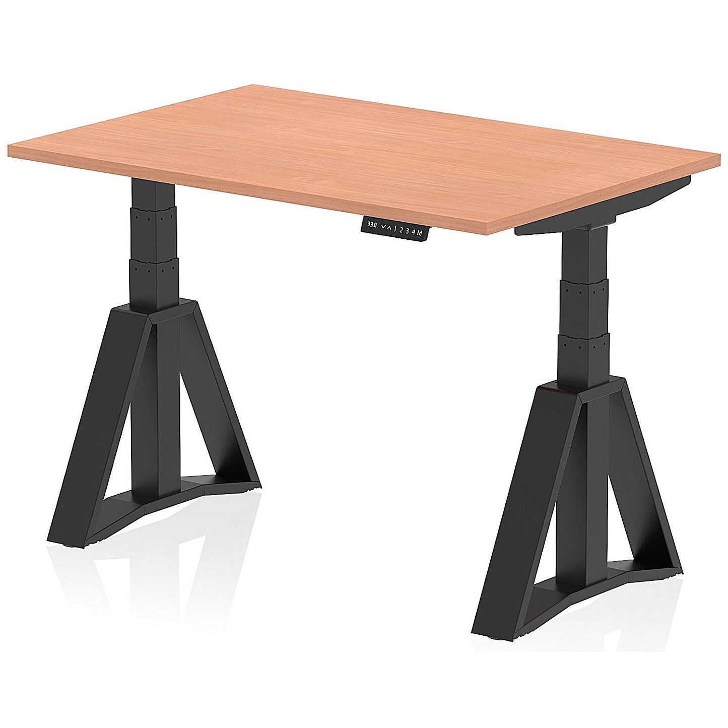 Air 1200mm Height Adjustable Desk, Black Leg with Piste Foot, Beech Easy2Order : HA03345