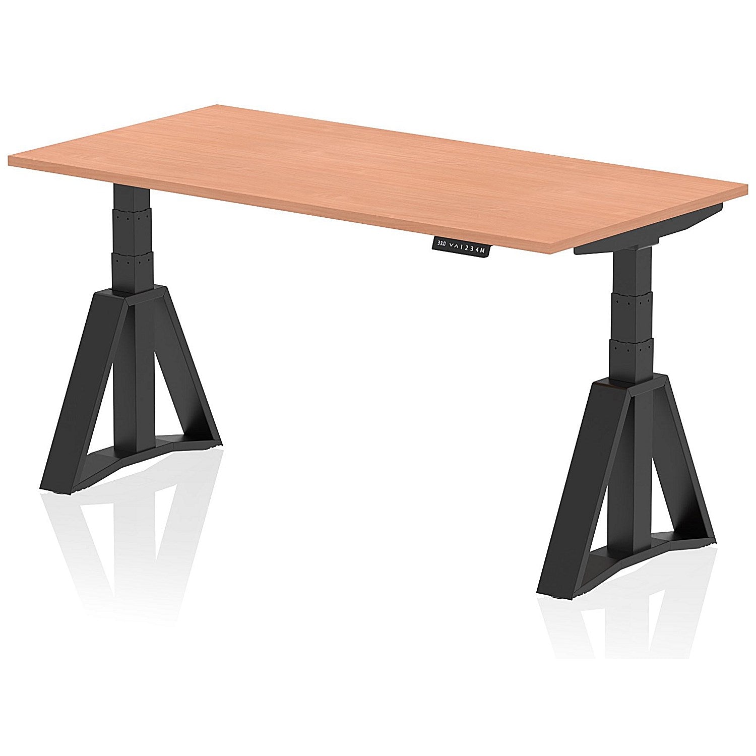 Air 1600mm Height Adjustable Desk, Black Leg with Piste Foot, Beech Easy2Order : HA03347