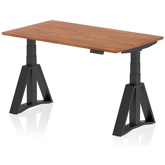 Air 1400mm Height Adjustable Desk, Black Leg with Piste Foot, Walnut Easy2Order : HA03350