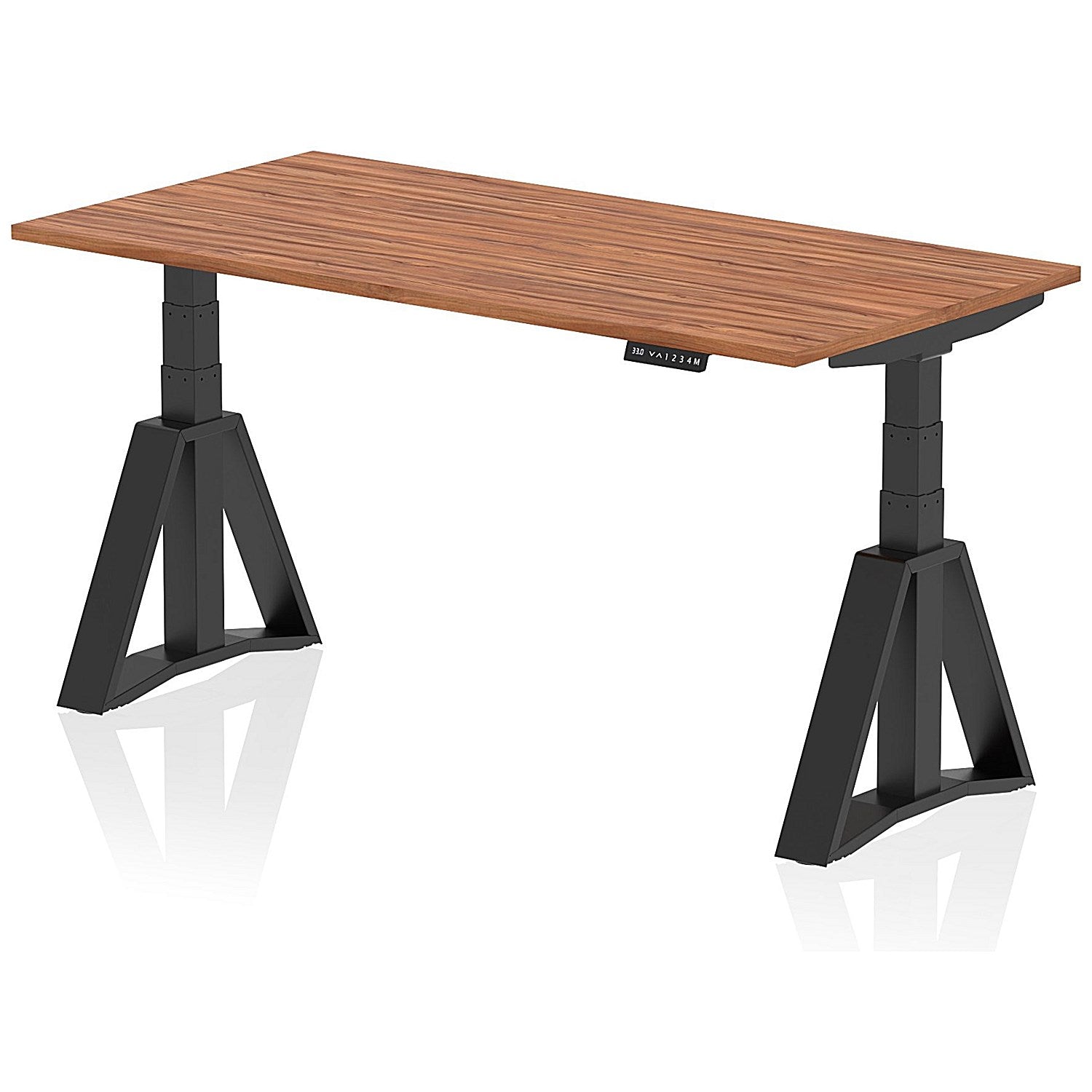 Air 1600mm Height Adjustable Desk, Black Leg with Piste Foot, Walnut Easy2Order : HA03351