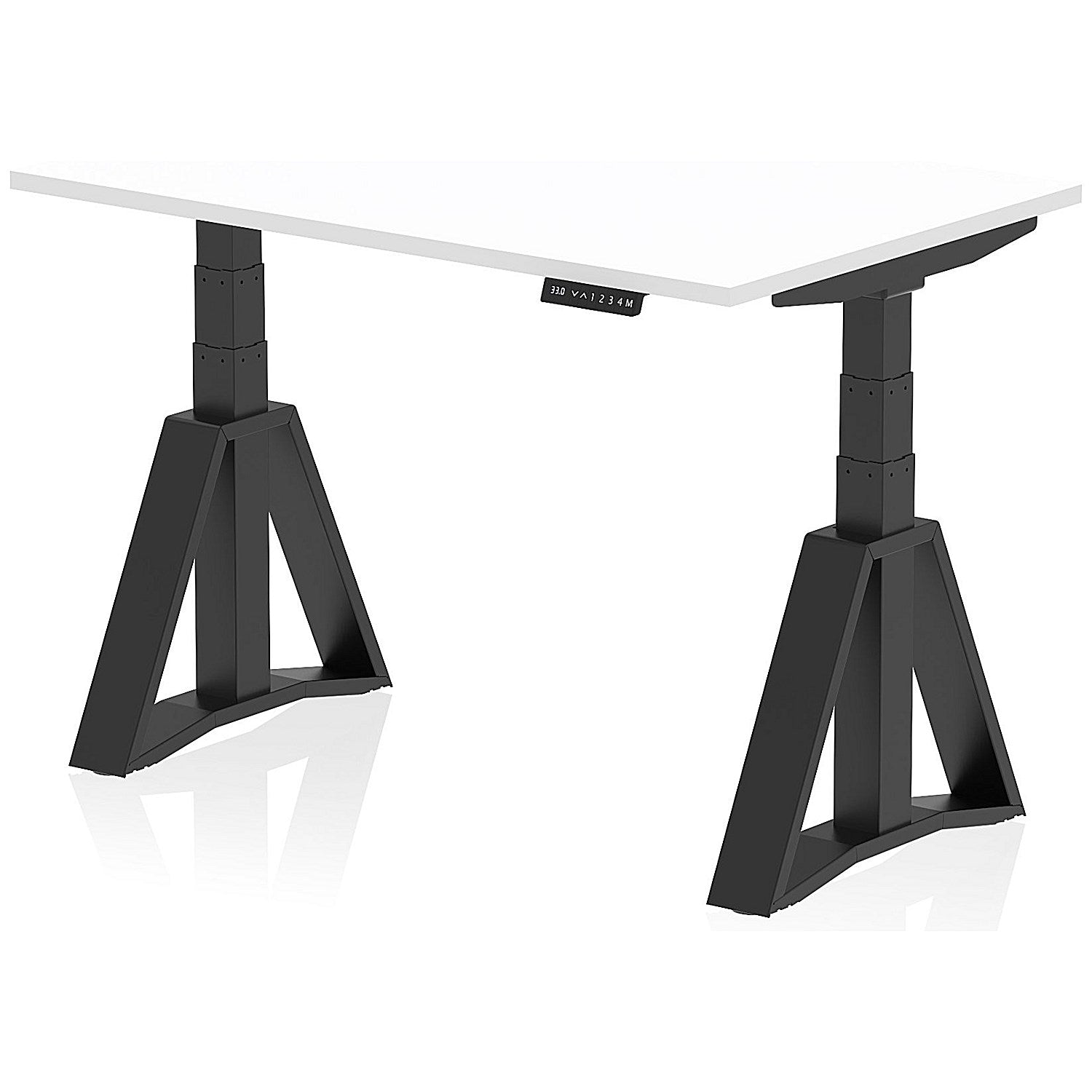 Air 1200mm Height Adjustable Desk, Black Leg with Piste Foot, White Easy2Order : HA03353