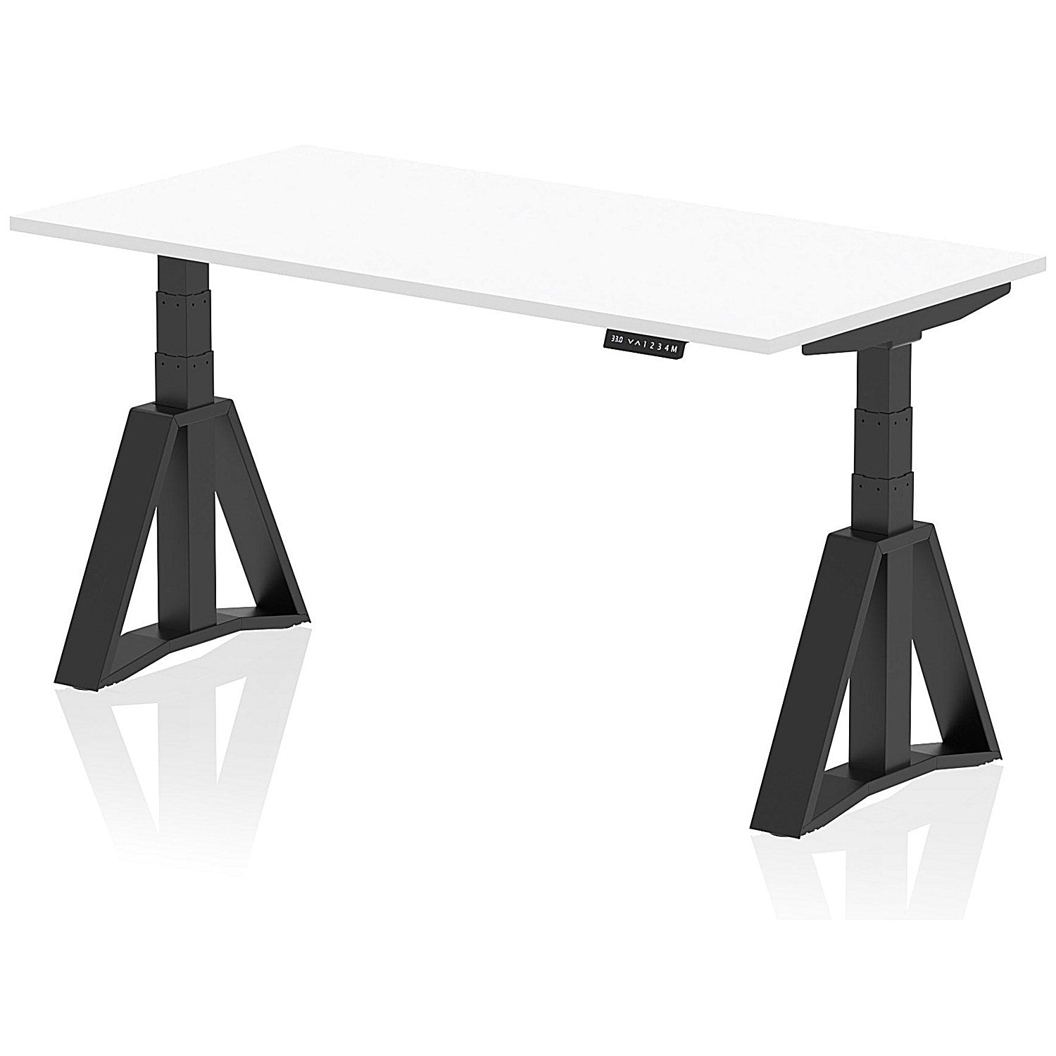 Air 1600mm Height Adjustable Desk, Black Leg with Piste Foot, White Easy2Order : HA03355