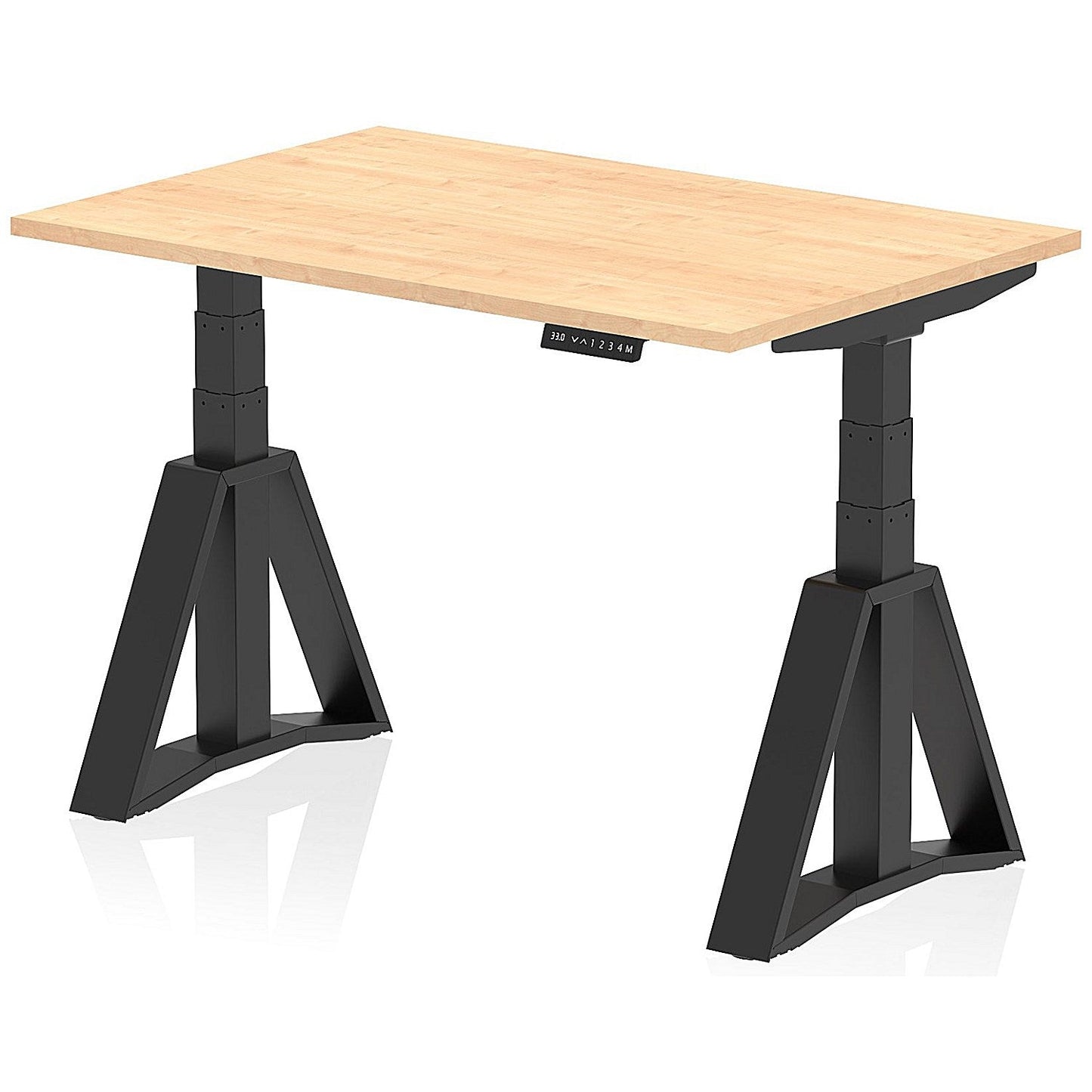 Air 1200mm Height Adjustable Desk, Black Leg with Piste Foot, Maple Easy2Order : HA03357
