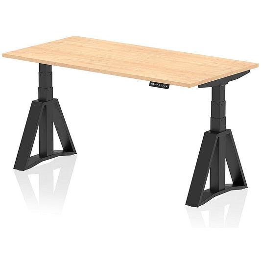 Air 1600mm Height Adjustable Desk, Black Leg with Piste Foot, Maple Easy2Order : HA03359