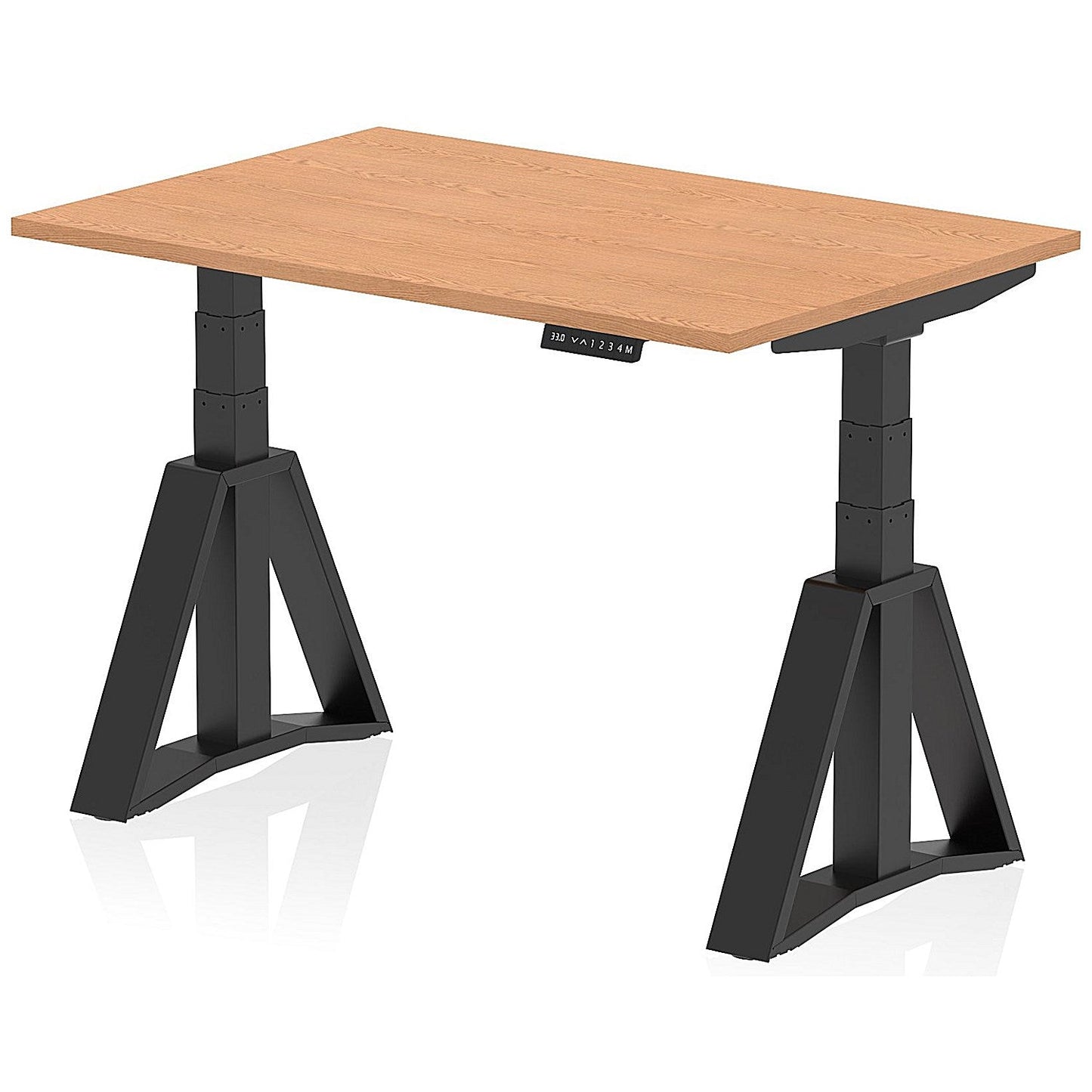 Air 1200mm Height Adjustable Desk, Black Leg with Piste Foot, Oak Easy2Order : HA03361