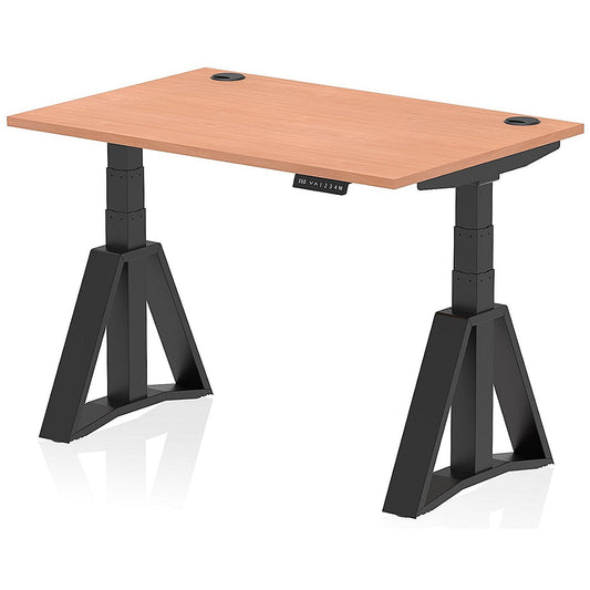 Air 1200mm Height Adjustable Cable Port Desk, Black Leg with Piste Foot, Beech Easy2Order : HA03365