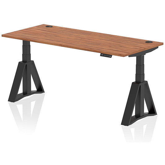 Air 1800mm Height Adjustable Cable Port Desk, Black Leg with Piste Foot, Walnut Easy2Order : HA03372