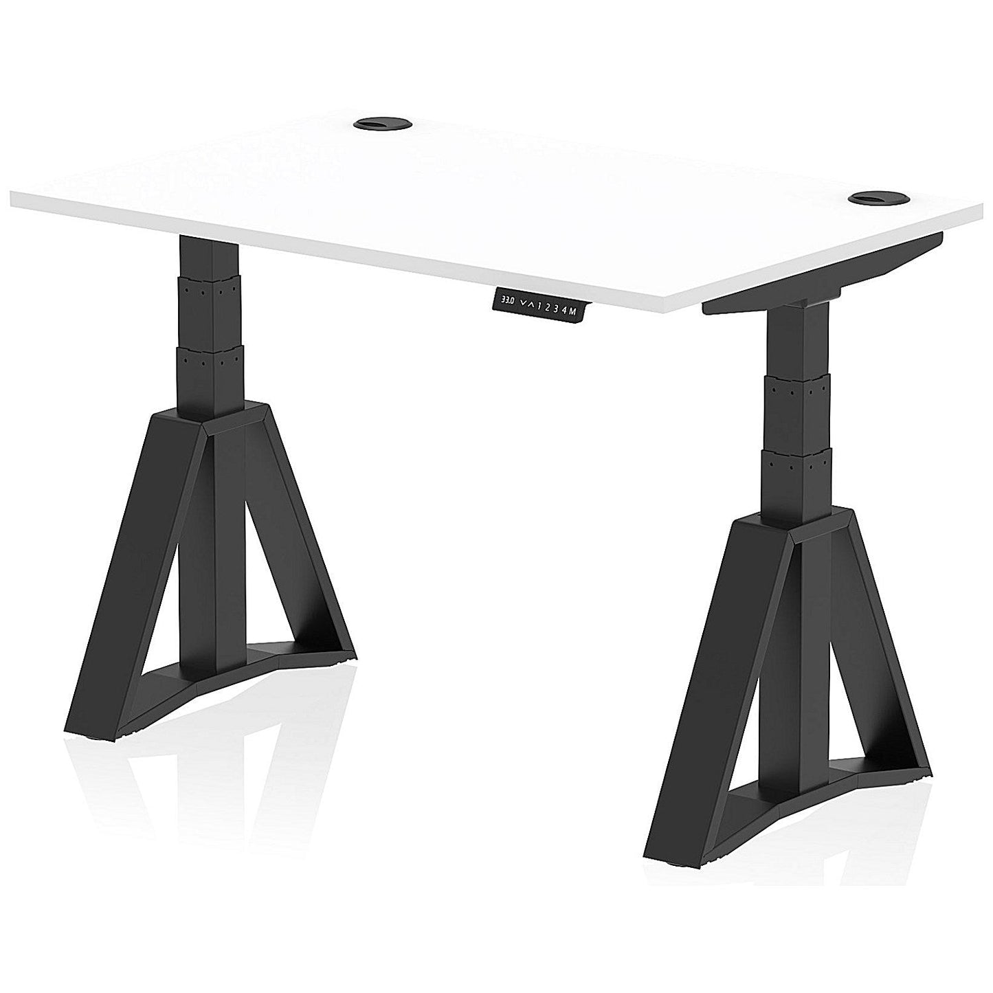 Air 1200mm Height Adjustable Cable Port Desk, Black Leg with Piste Foot, White Easy2Order : HA03373