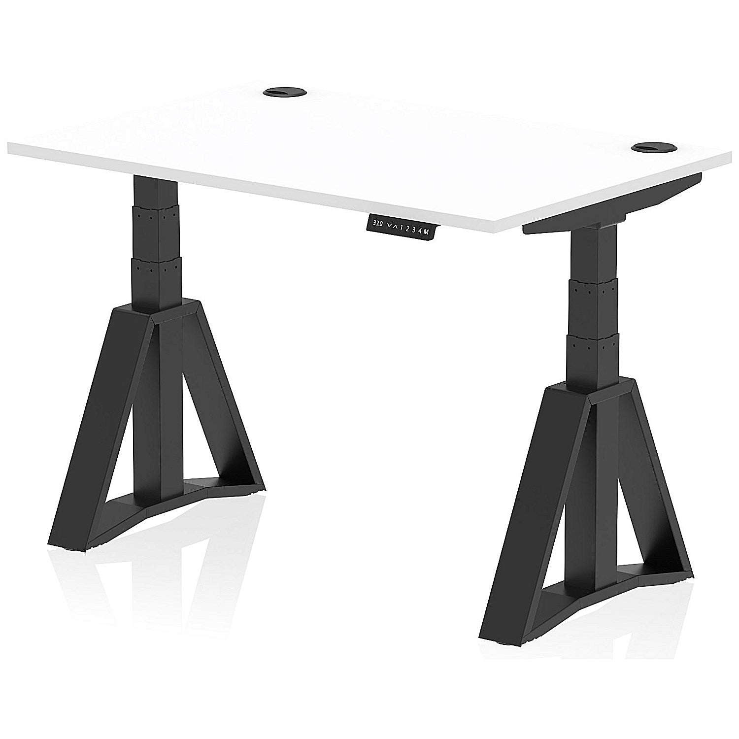Air 1200mm Height Adjustable Cable Port Desk, Black Leg with Piste Foot, White Easy2Order : HA03373