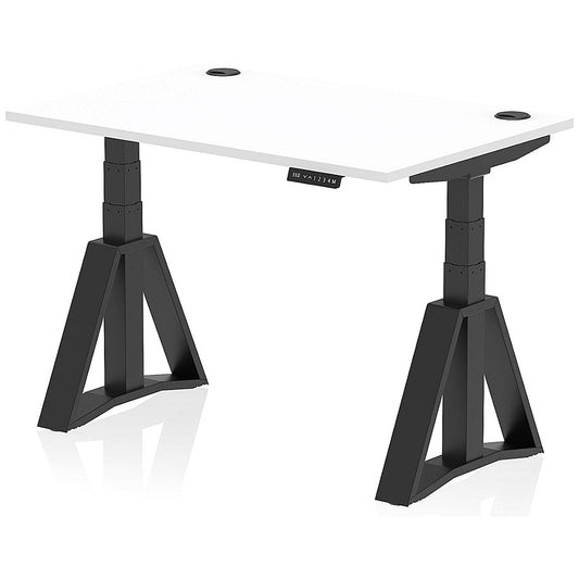 Air 1200mm Height Adjustable Cable Port Desk, Black Leg with Piste Foot, White Easy2Order : HA03373