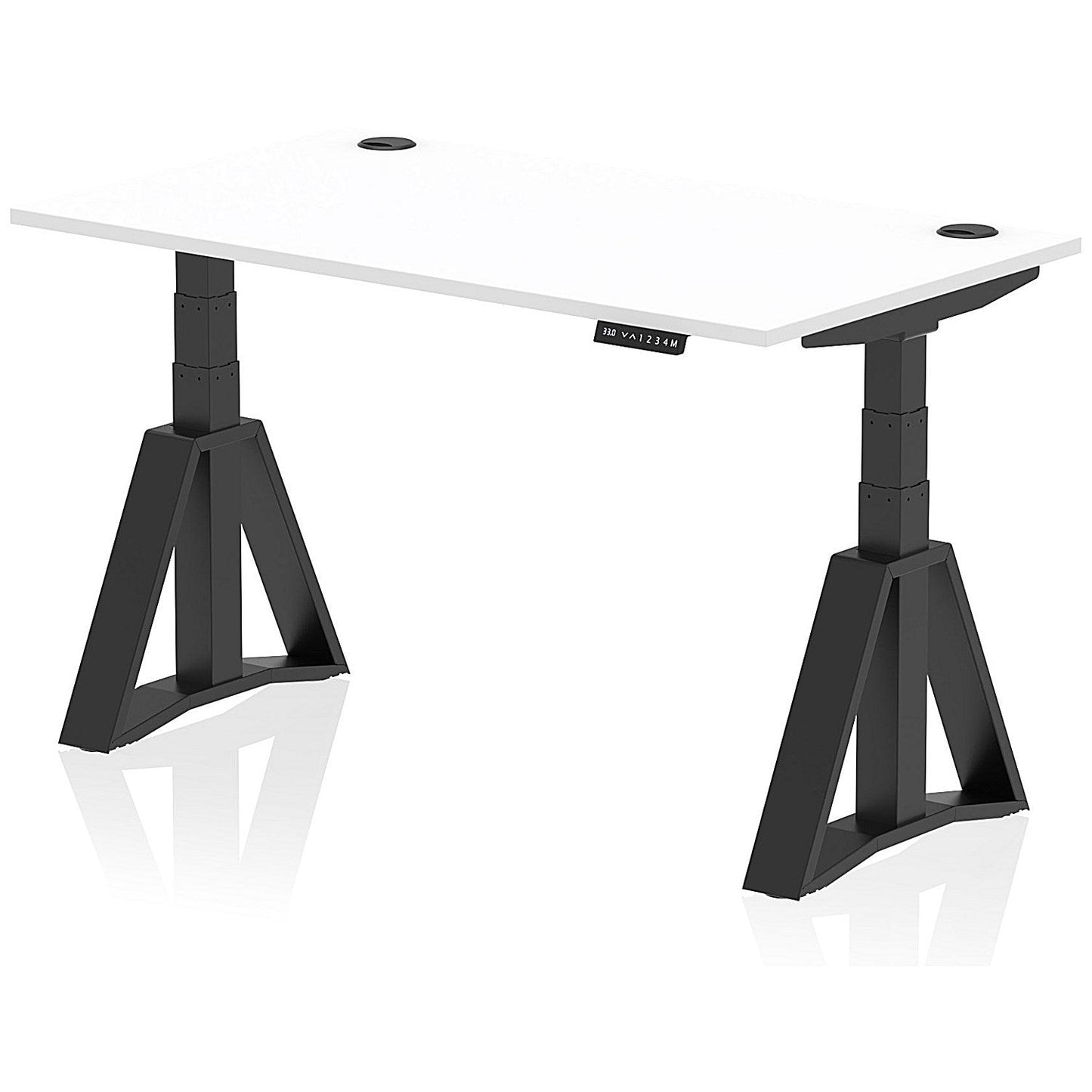 Air 1400mm Height Adjustable Cable Port Desk, Black Leg with Piste Foot, White Easy2Order : HA03374