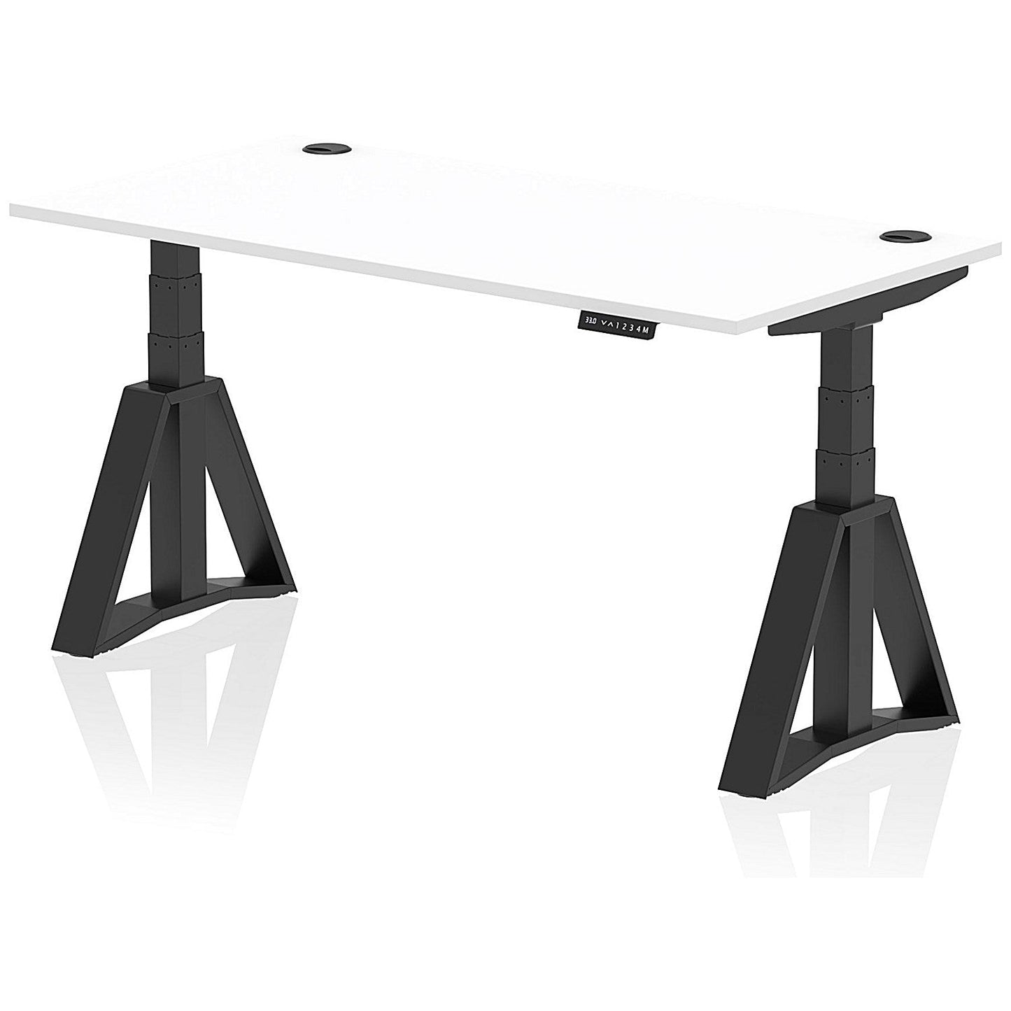 Air 1600mm Height Adjustable Cable Ports Desk, Black Leg with Piste Foot, White Easy2Order : HA03375