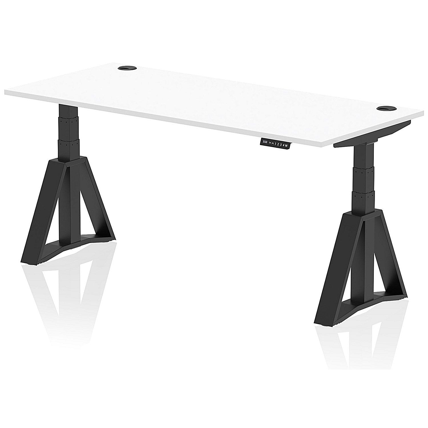 Air 1800mm Height Adjustable Cable Port Desk, Black Leg with Piste Foot, White Easy2Order : HA03376