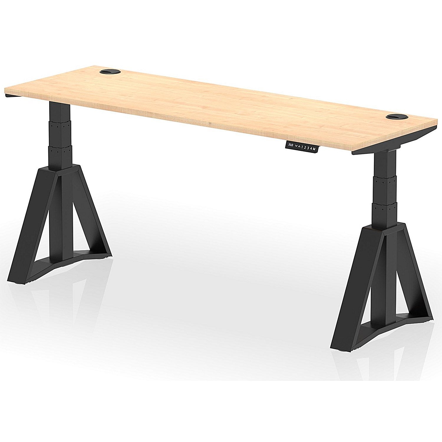 Air 1800mm Slim Height Adjustable Cable Ports Desk, Black Leg with Piste Foot, Maple Easy2Order : HA03400