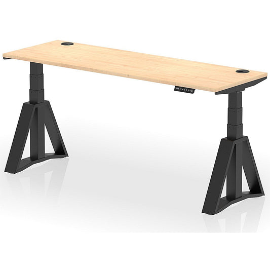 Air 1800mm Slim Height Adjustable Cable Ports Desk, Black Leg with Piste Foot, Maple Easy2Order : HA03400