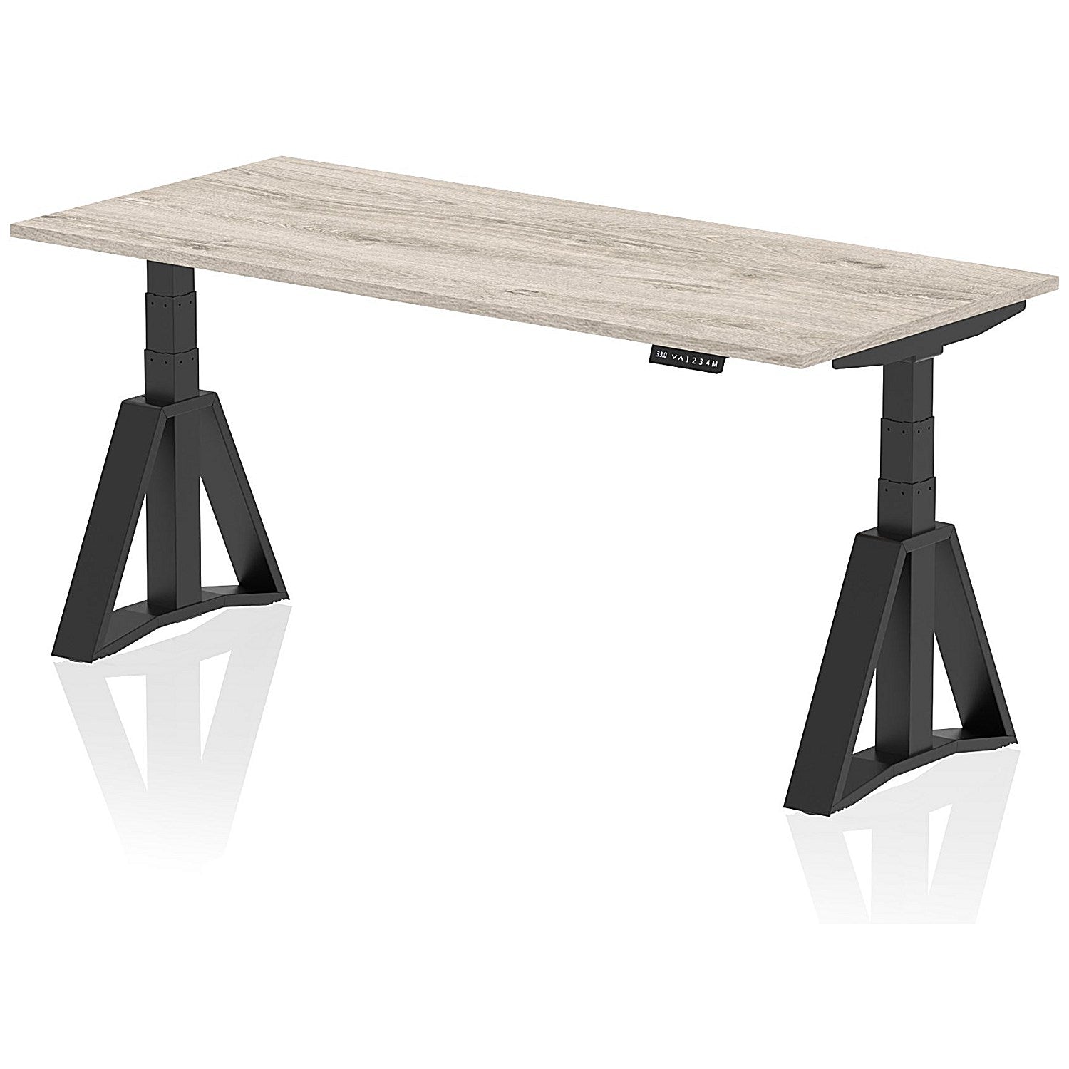 Air 1800mm Height Adjustable Desk, Black Leg with Piste Foot, Grey Oak Easy2Order : HA03408
