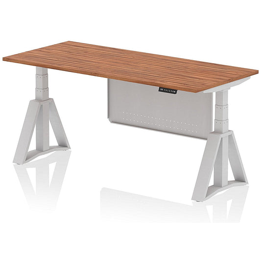Air Modesty 1800mm Height Adjustable Desk, Silver Leg with Piste Foot and Modesty Panel, Walnut Easy2Order : HA03424