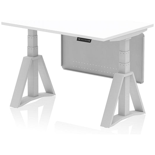 Air Modesty 1200mm Height Adjustable Desk, Silver Leg with Piste Foot and Modesty Panel, White Easy2Order : HA03425