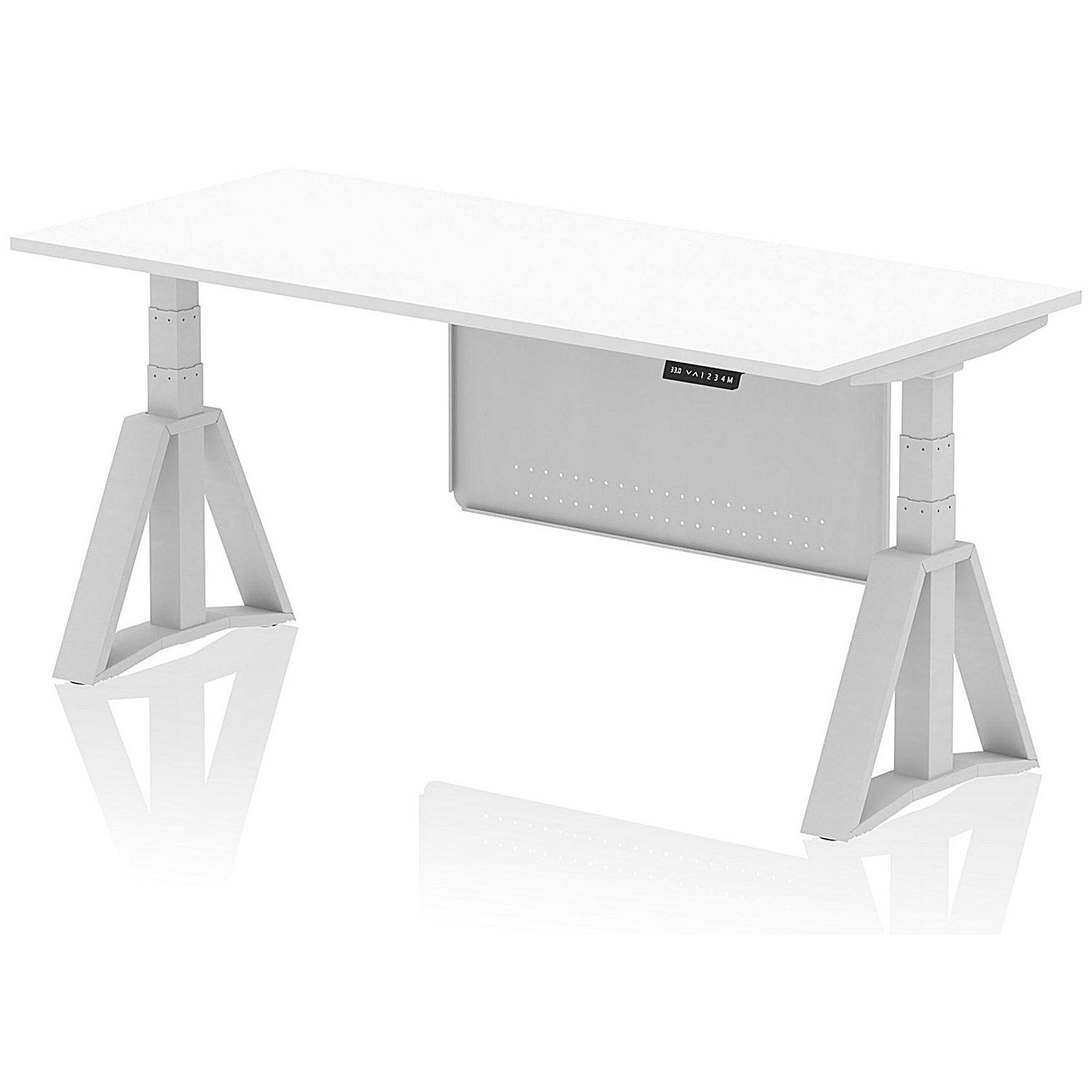 Air Modesty 1800mm Height Adjustable Desk, Silver Leg with Piste Foot and Modesty Panel, White Easy2Order : HA03428