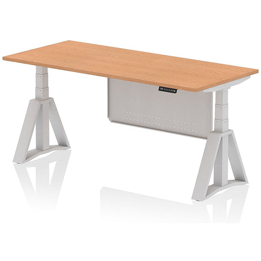 Air Modesty 1800mm Height Adjustable Desk, Silver Leg with Piste Foot and Modesty Panel, Oak Easy2Order : HA03436