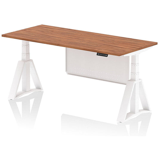 Air Modesty 1800mm Height Adjustable Desk, White Leg with Piste Foot and Modesty Panel, Walnut Easy2Order : HA03444