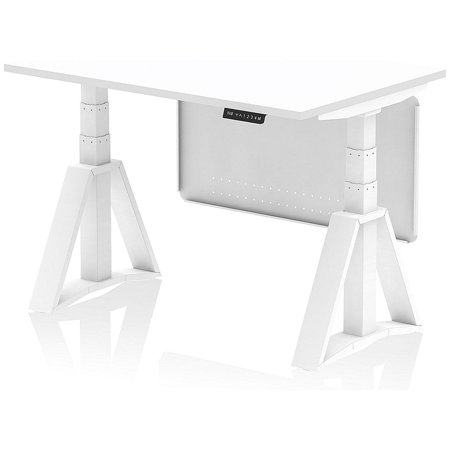 Air Modesty 1200mm Height Adjustable Desk, White Leg with Piste Foot and Modesty Panel, White Easy2Order : HA03445