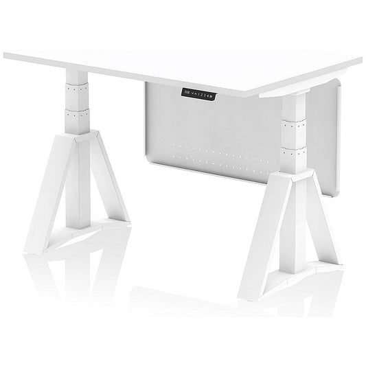 Air Modesty 1200mm Height Adjustable Desk, White Leg with Piste Foot and Modesty Panel, White Easy2Order : HA03445