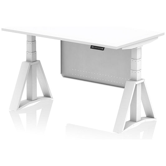 Air Modesty 1400mm Height Adjustable Desk, White Leg with Piste Foot and Modesty Panel, White Easy2Order : HA03446