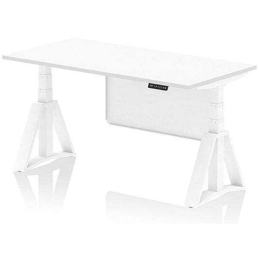 Air Modesty 1600mm Height Adjustable Desk, White Leg with Piste Foot and Modesty Panel, White Easy2Order : HA03447