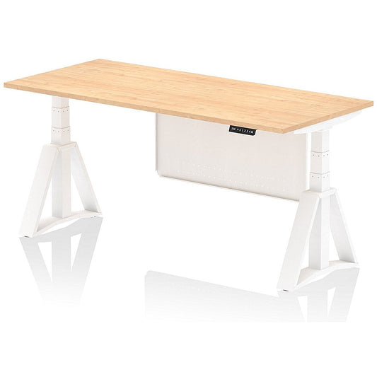 Air Modesty 1800mm Height Adjustable Desk, White Leg with Piste Foot and Modesty Panel, Maple Easy2Order : HA03452