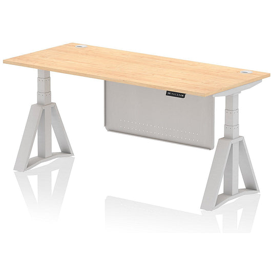 Air Modesty 1800mm Height Adjustable Cable Port Desk, Silver Leg with Piste Foot and Modesty Panel, Maple Easy2Order : HA03472