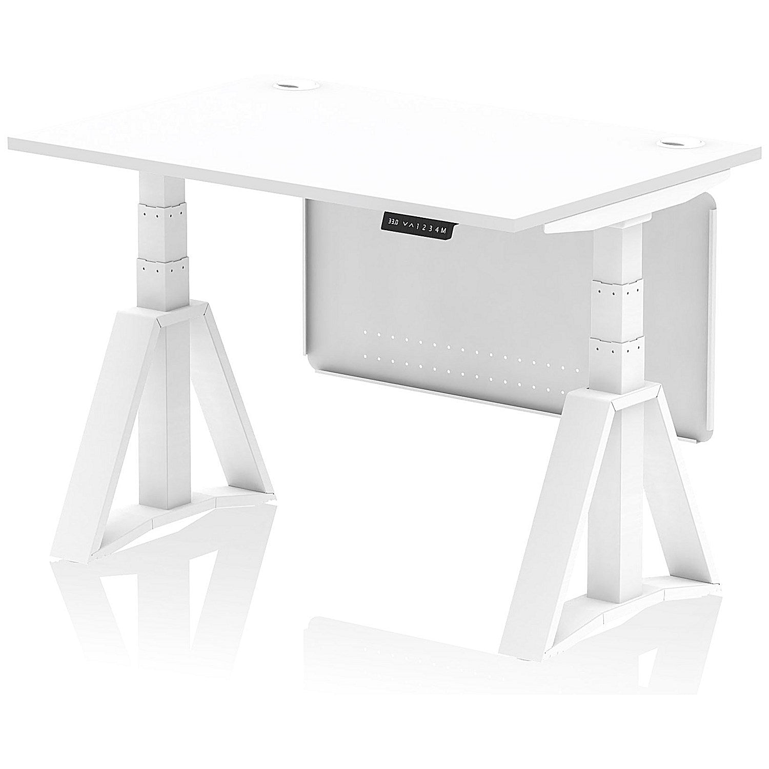 Air Modesty 1200mm Height Adjustable Cable Port Desk, White Leg with Piste Foot and Modesty Panel, White Easy2Order : HA03485