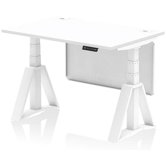 Air Modesty 1200mm Height Adjustable Cable Port Desk, White Leg with Piste Foot and Modesty Panel, White Easy2Order : HA03485