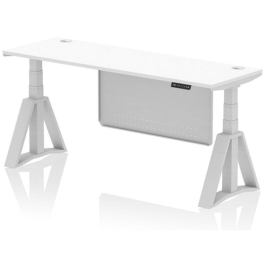 Air Modesty 1800mm Slim Height Adjustable Cable Ports Desk, Silver Leg and Modesty Panel, White Easy2Order : HA03508