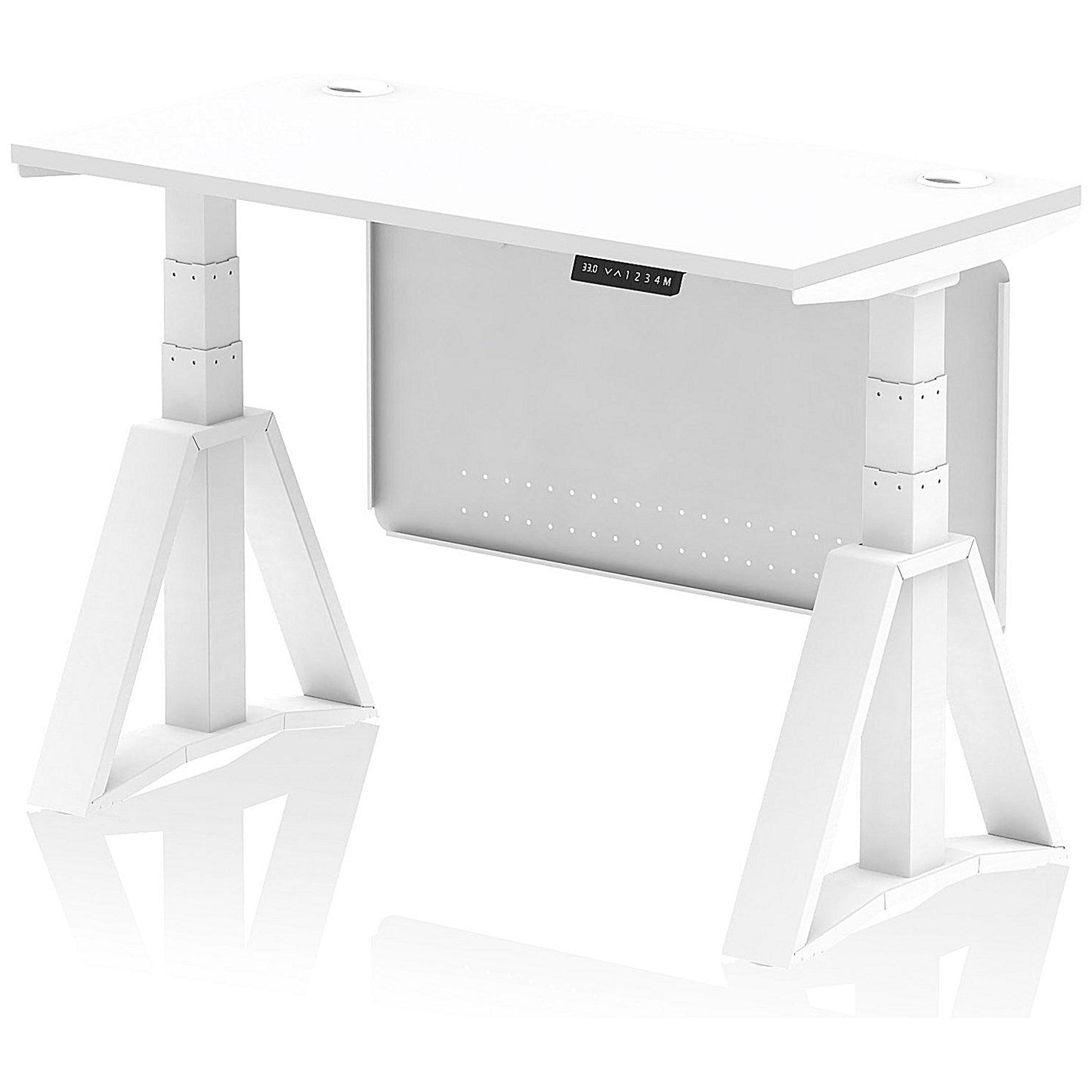 Air Modesty 1200mm Slim Height Adjustable Cable Ports Desk, White Leg and Modesty Panel, White Easy2Order : HA03525