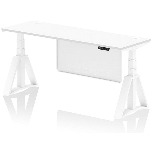 Air Modesty 1800mm Slim Height Adjustable Cable Ports Desk, White Leg and Modesty Panel, White Easy2Order : HA03528